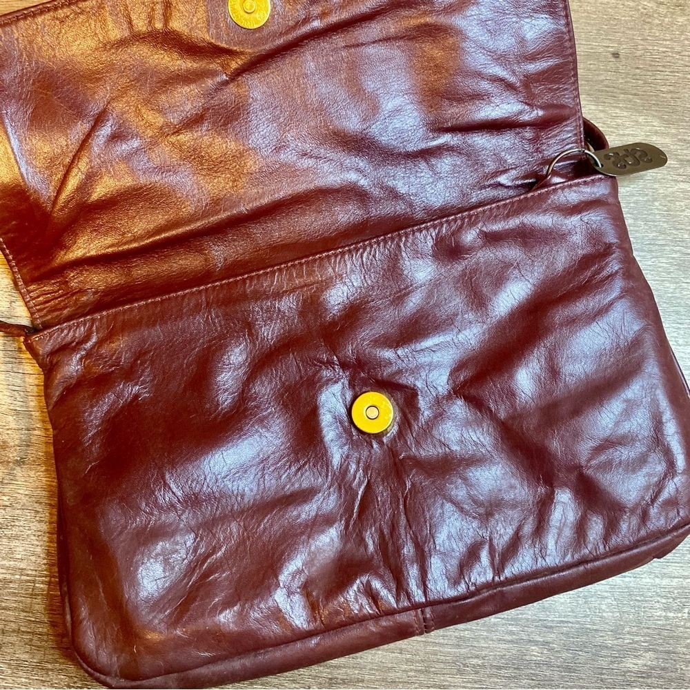 Vintage SAS Burgundy Leather Clutch with Strap - Picture 3 of 5